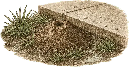 Mounds in the yard a day after rain