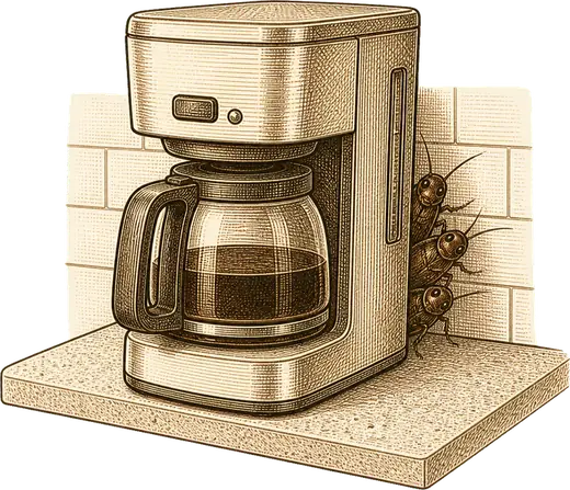 Small ones behind the coffee maker