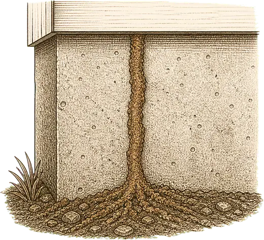Mud tubes on the foundation