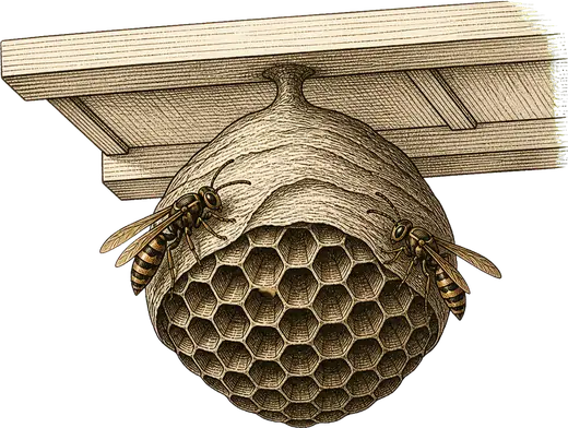 An open comb under the eave
